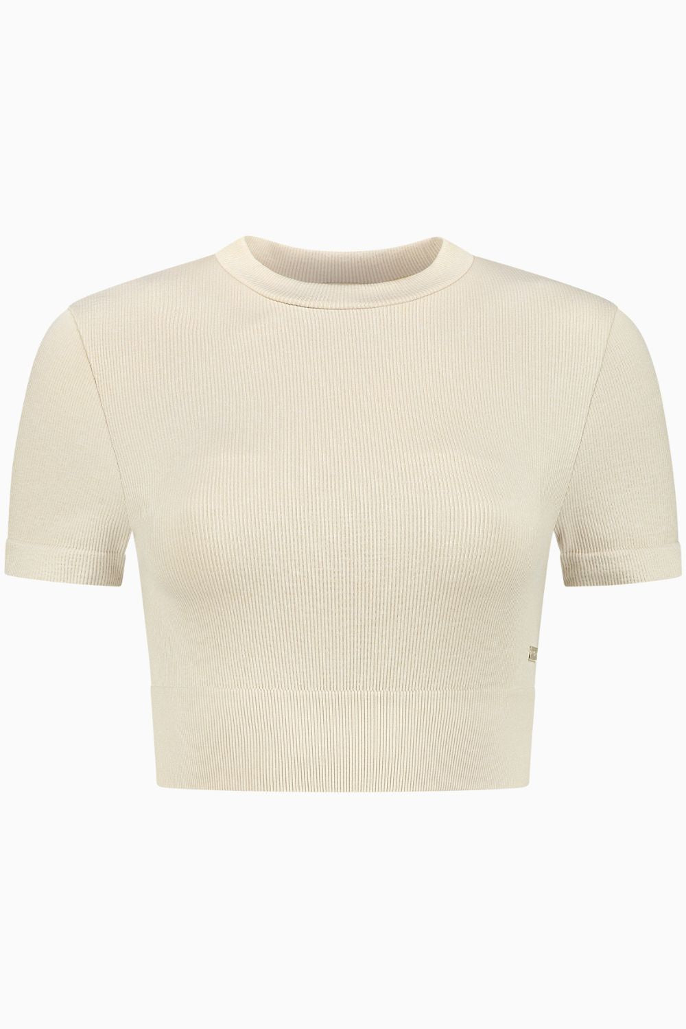 LUNA SCULPT rib shortsleeve - Brown Rice Melange