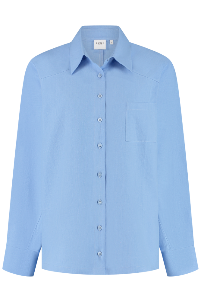 Clover Oversized Linen Blouse - Brilliant Blue