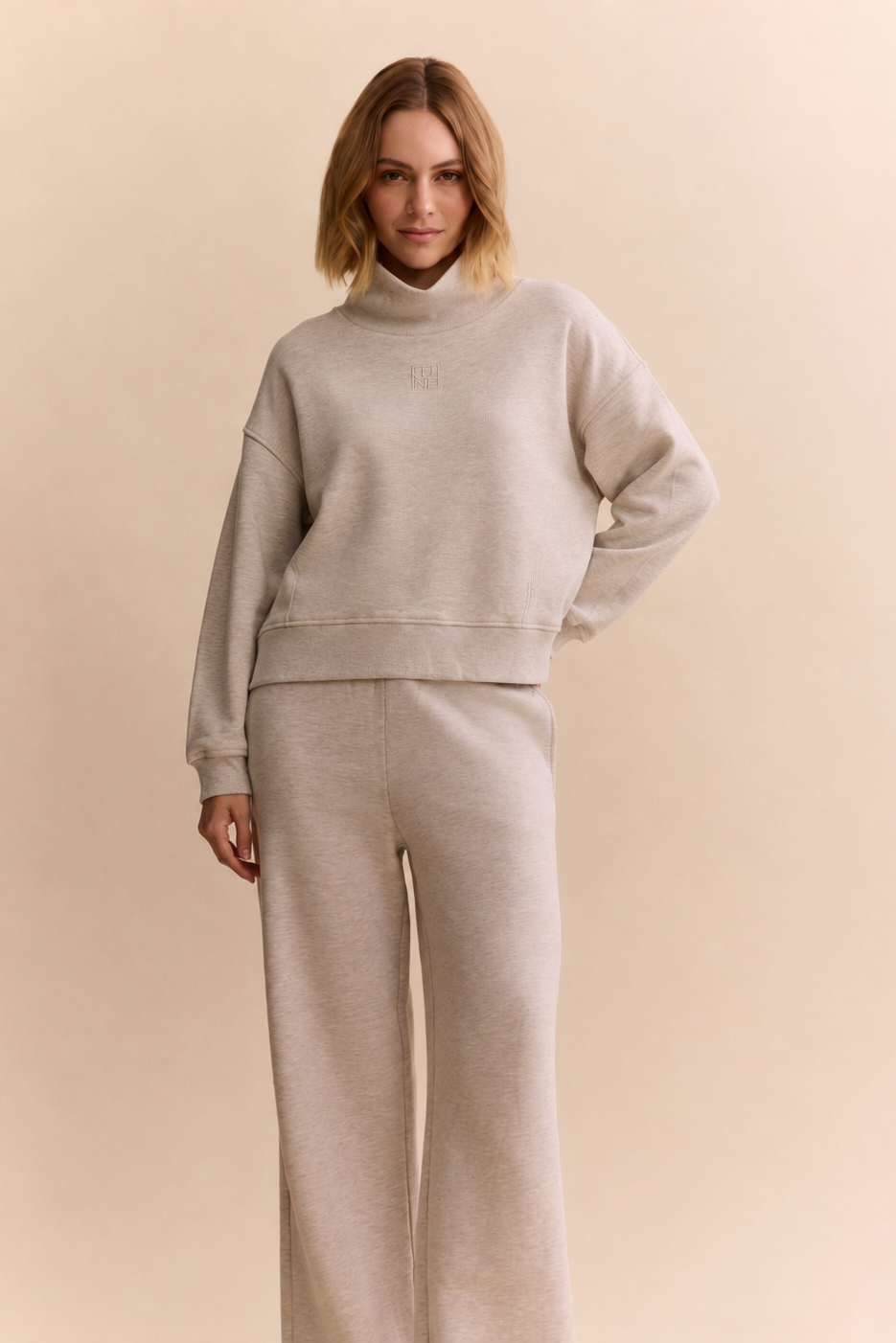 Zane Mock Neck Sweater - Oatmeal