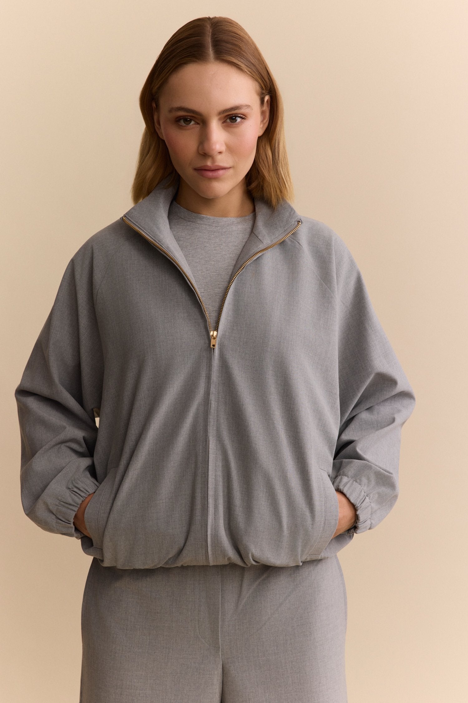 Lisa Track Jacket - Grey Melange