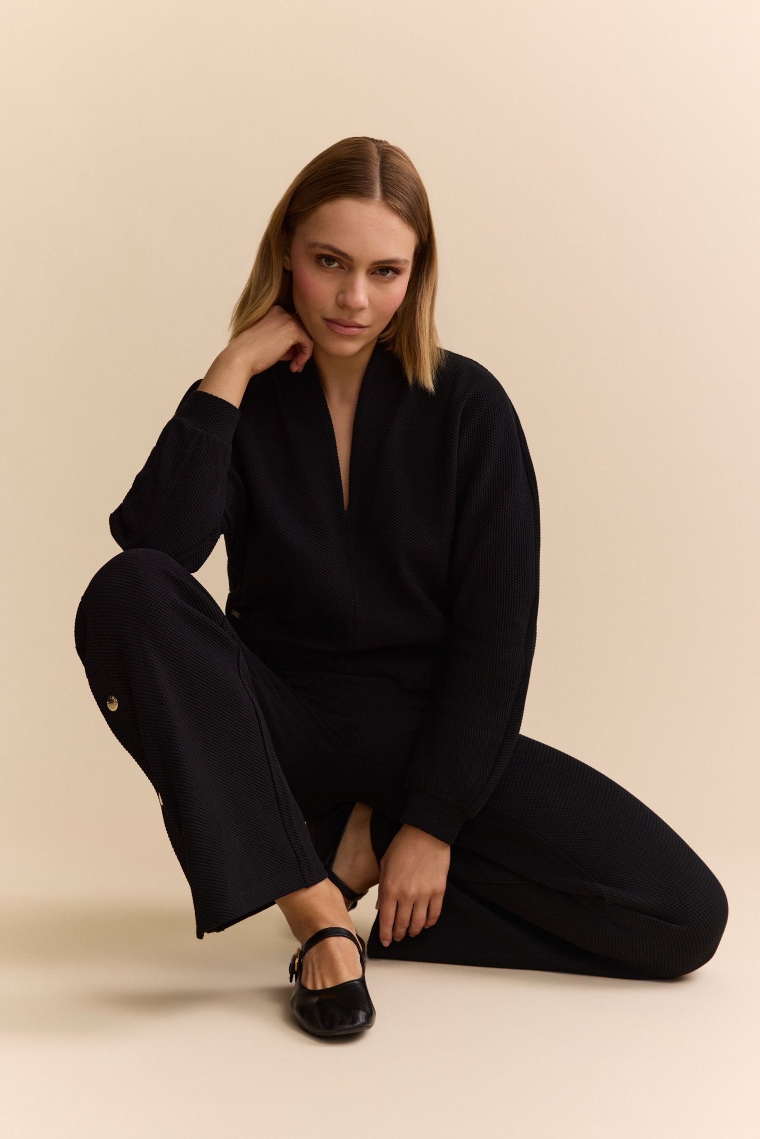 Moon V-Neck Blouse - Black