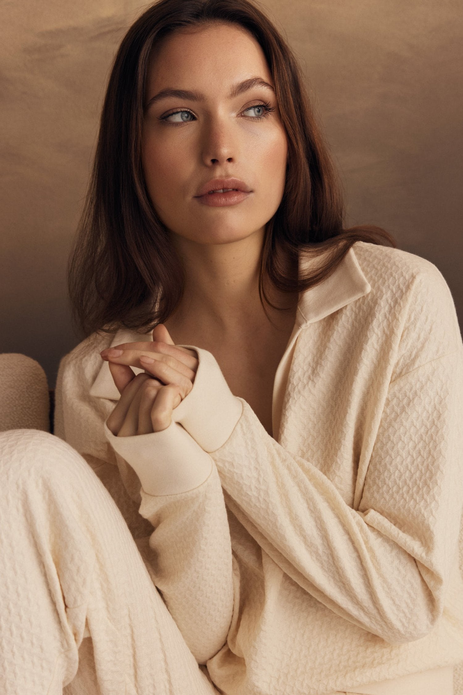 Camilla V-Neck Polo Top - Marshmellow
