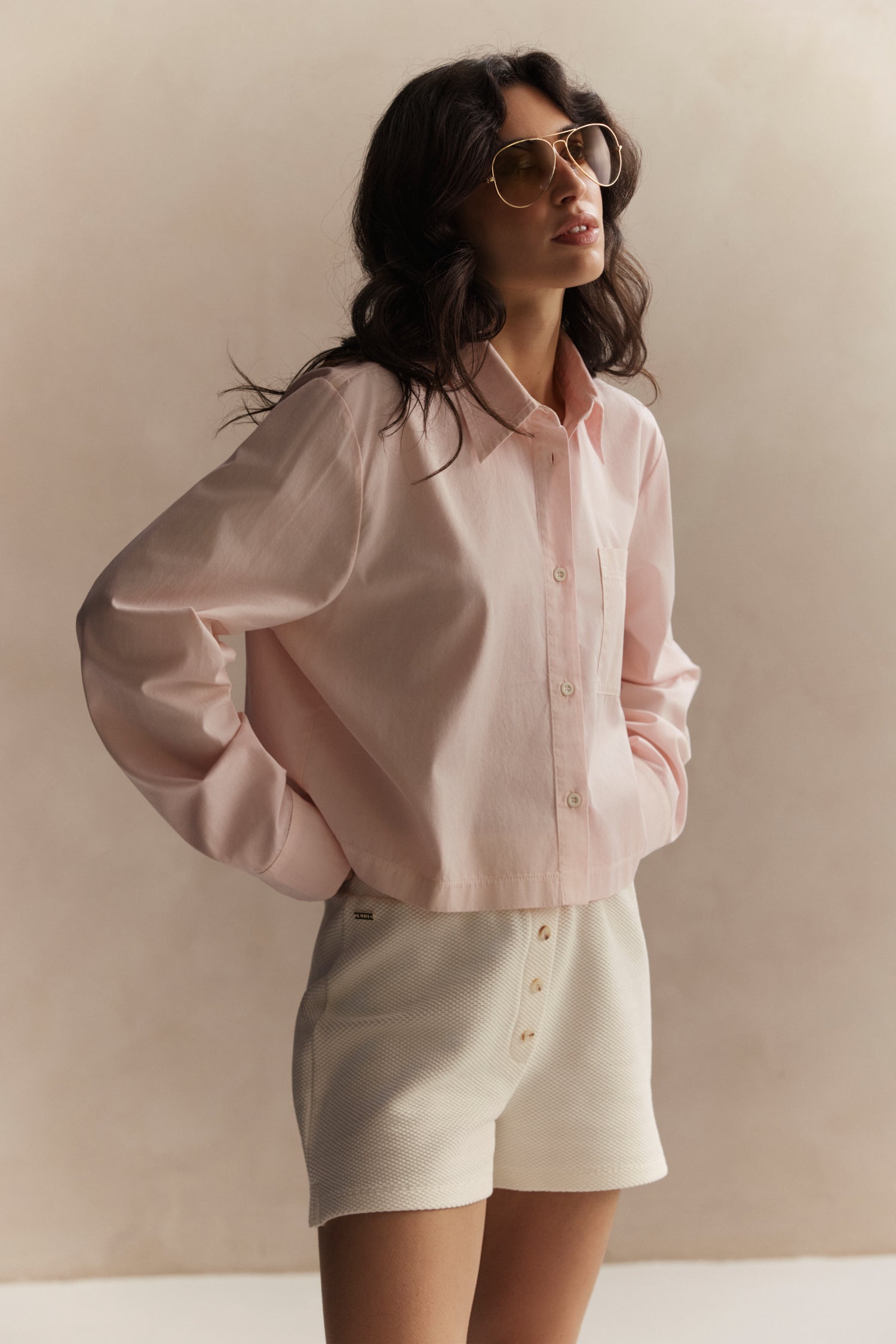 Jordie Cropped Blouse - Mauve Pink
