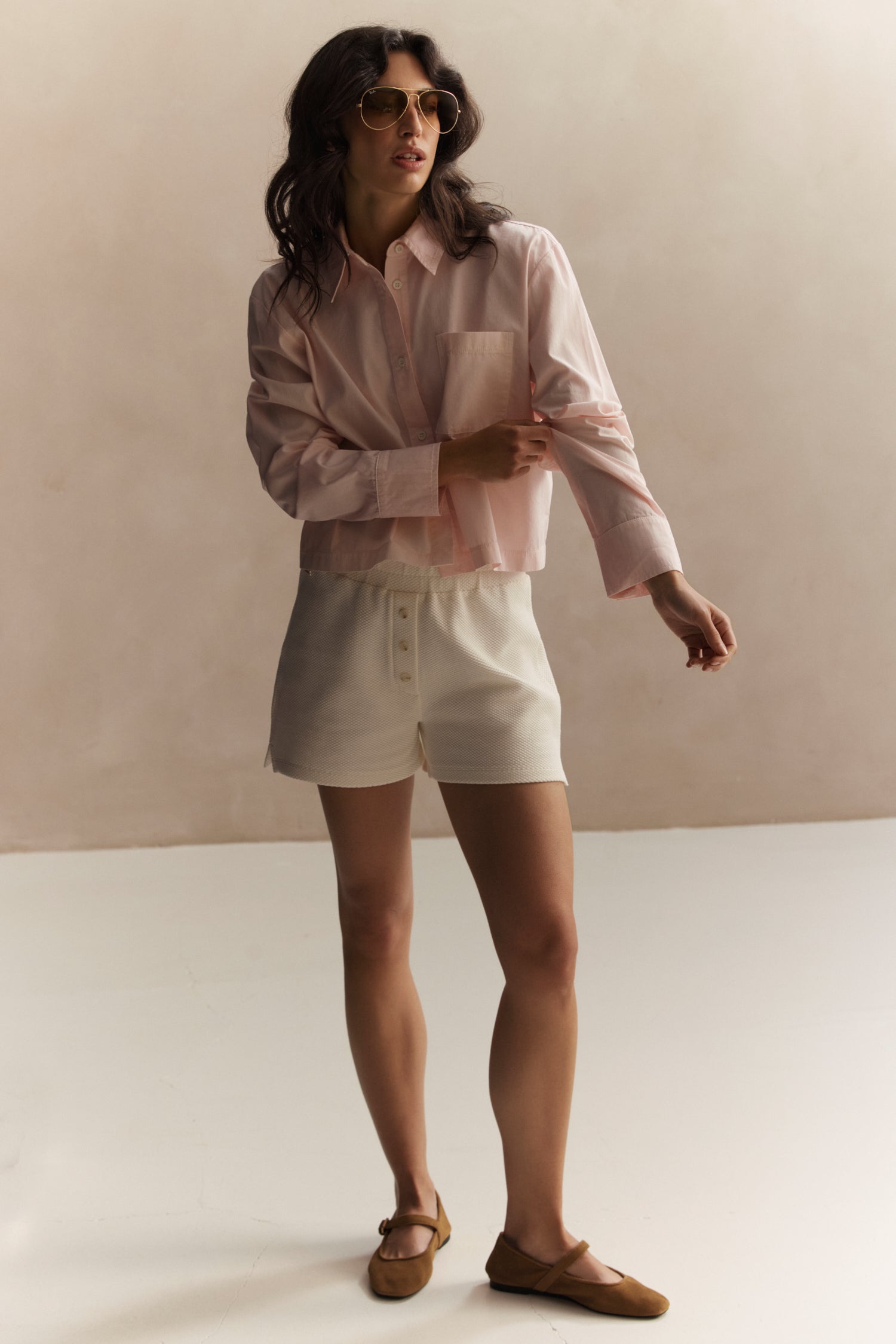 Jordie Cropped Blouse - Mauve Pink