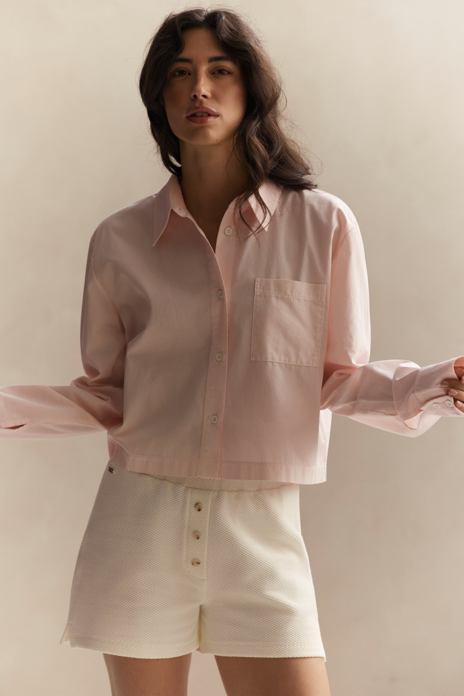 Jordie Cropped Blouse - Mauve Pink