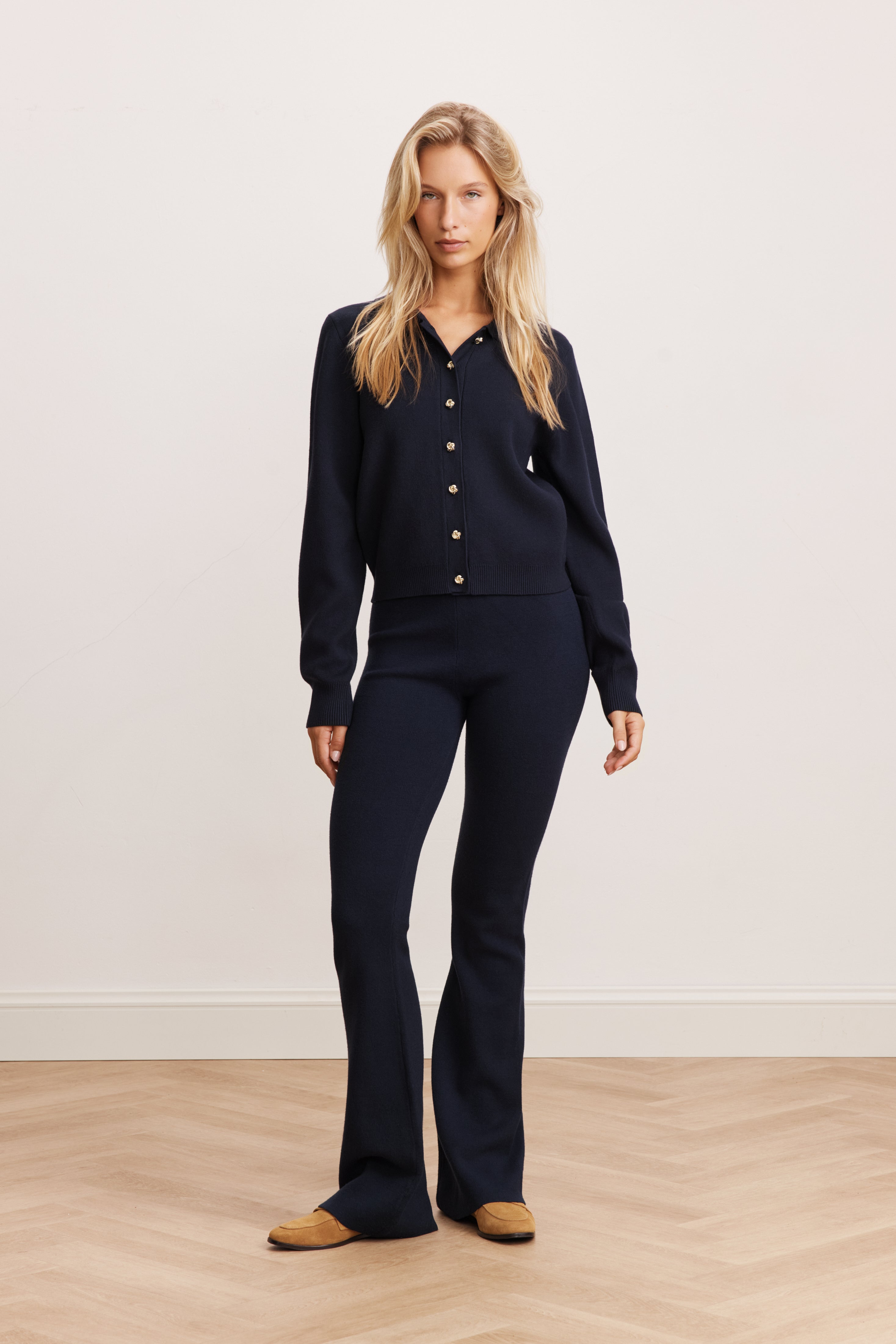 Olly Button Up Cardi - Dark Blue