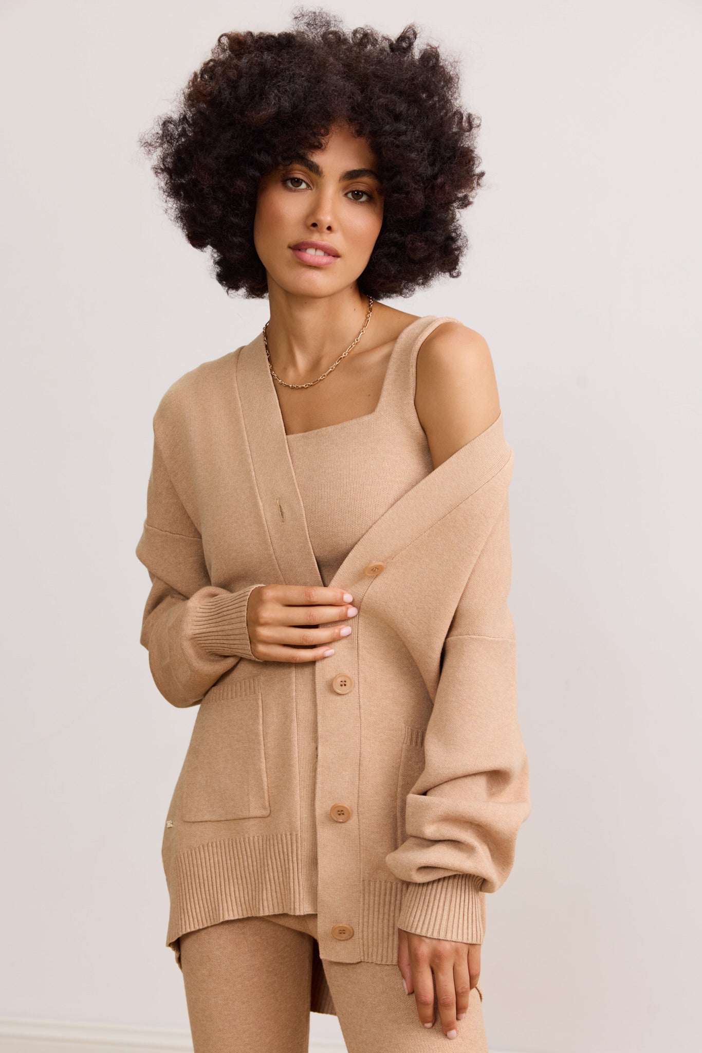 OLLY button down cardigan Camel