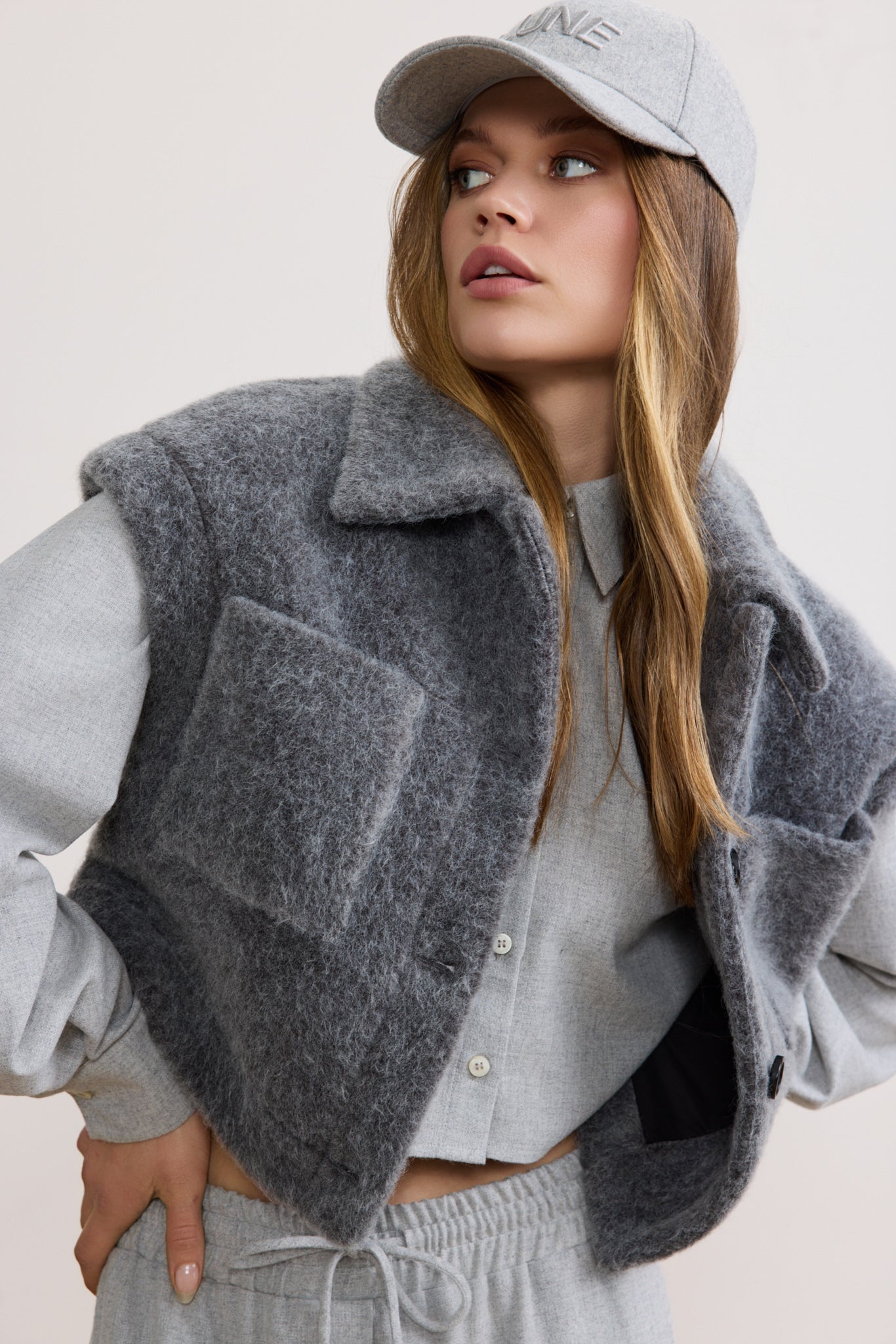 Izzy Short Blouse - Grey Melange