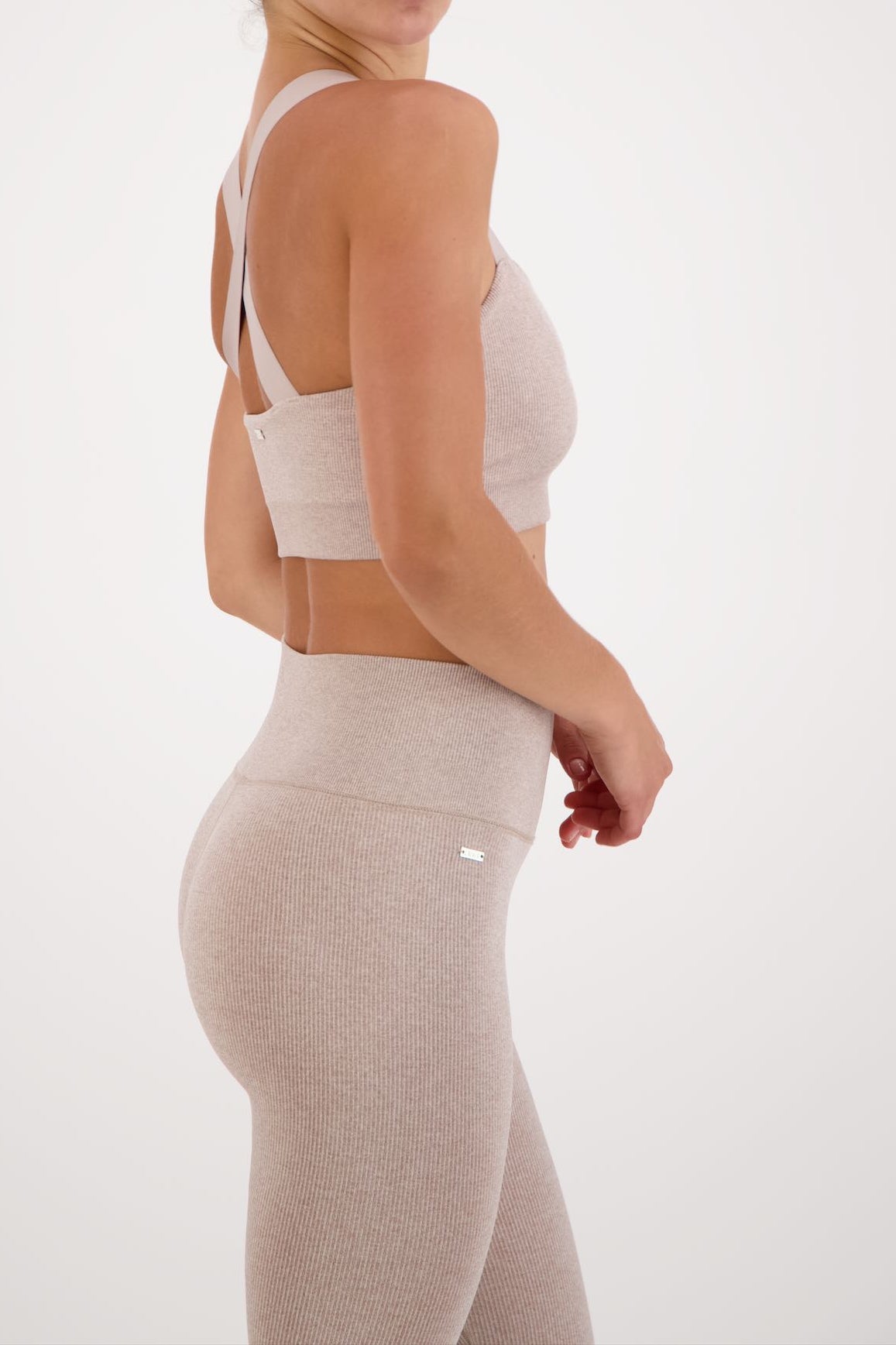 Luna rib bandeau bra - Beige Melange