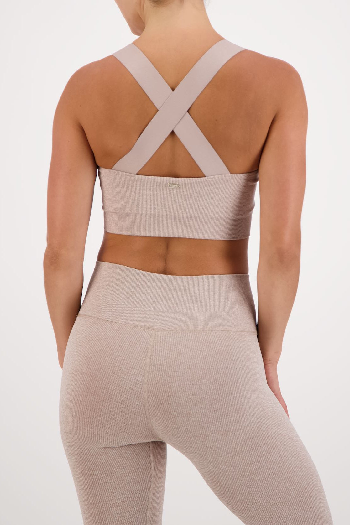 Luna rib bandeau bra - Beige Melange