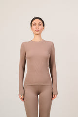 LUNA SCULPT rib longsleeve - Fossil