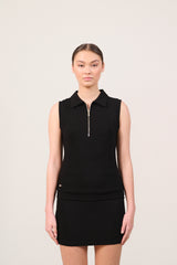 FOREST ESSENTIEL sleeveless polo - Black