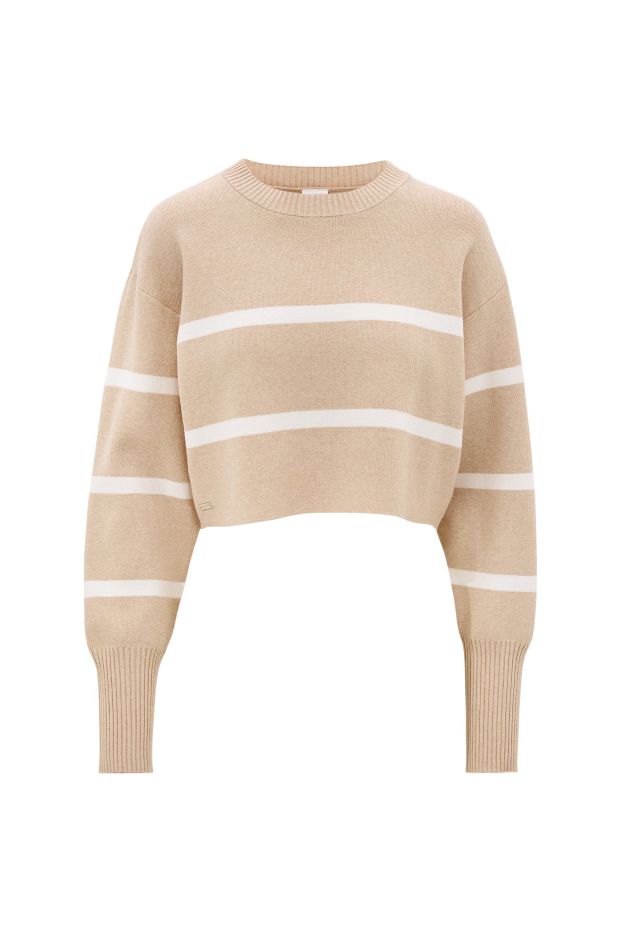 OLLY cropped striped sweater - Beige Melange / Marshmellow