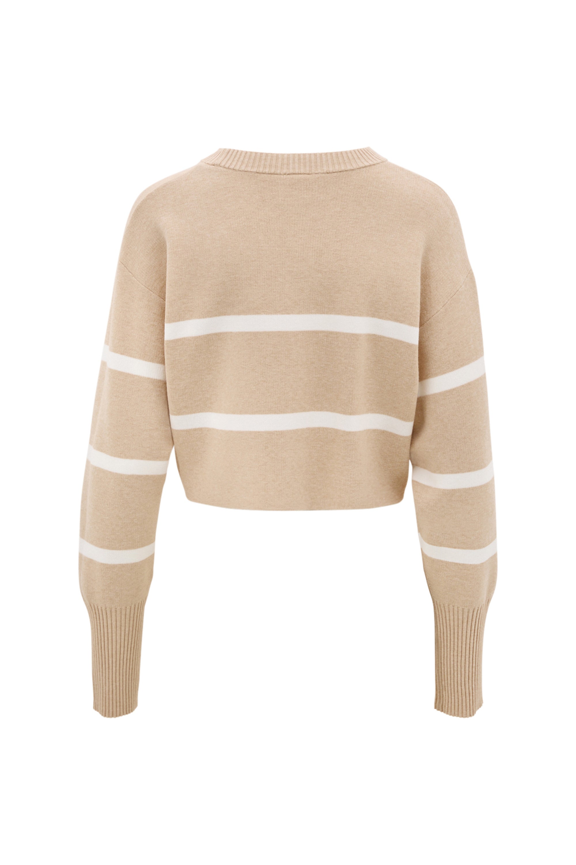 OLLY cropped striped sweater - Beige Melange / Marshmellow