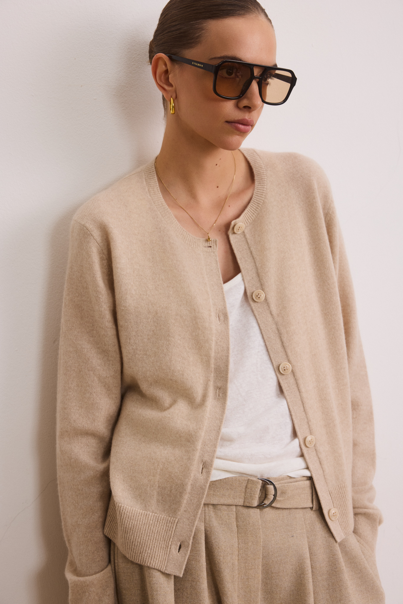 LANA cashmere cardigan - Beige Melange