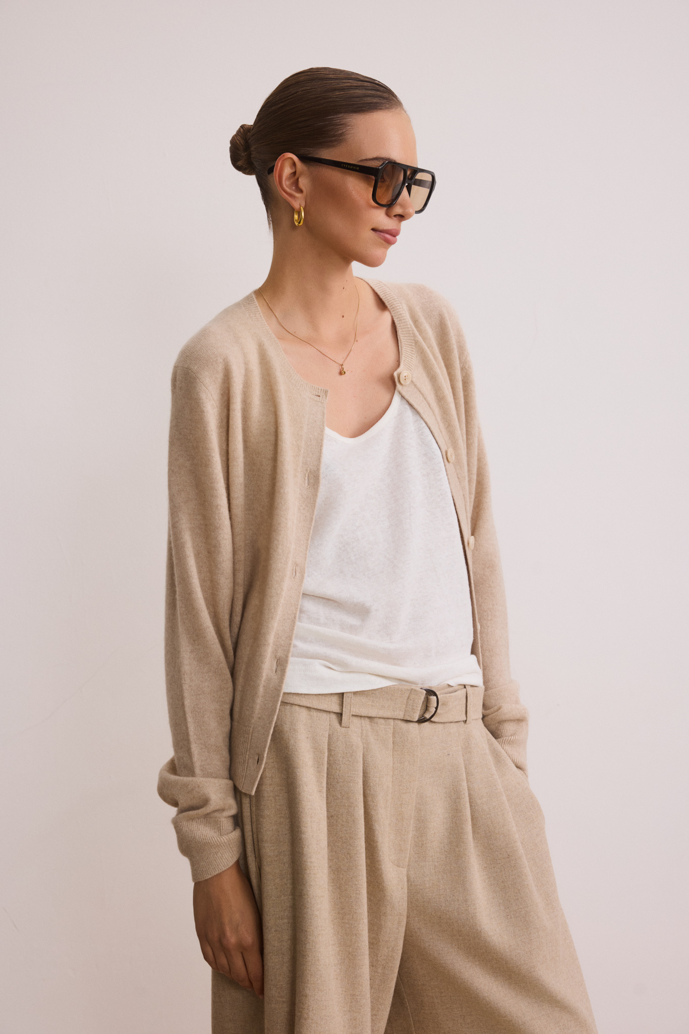 LANA cashmere cardigan - Beige Melange