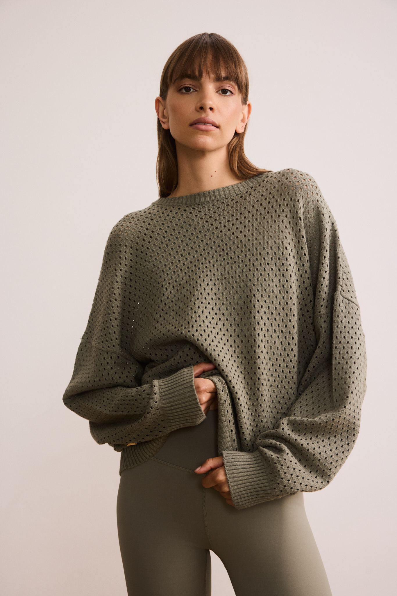 OLLY crochet sweater - Olive