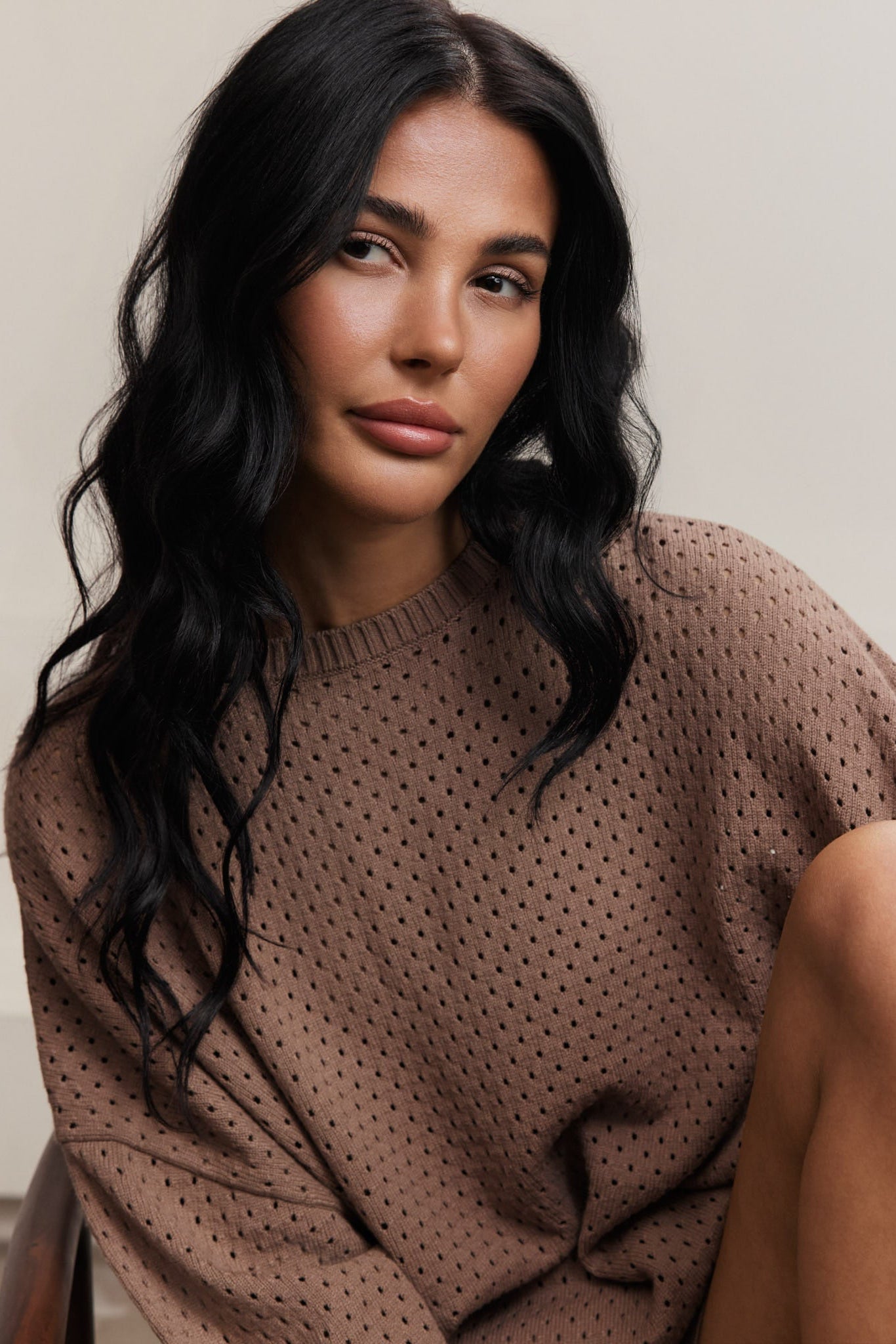 Olly Crochet Sweater - Light Toffee