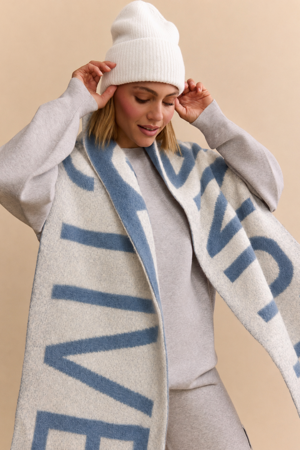 Levy Wool Scarf - Steel Blue