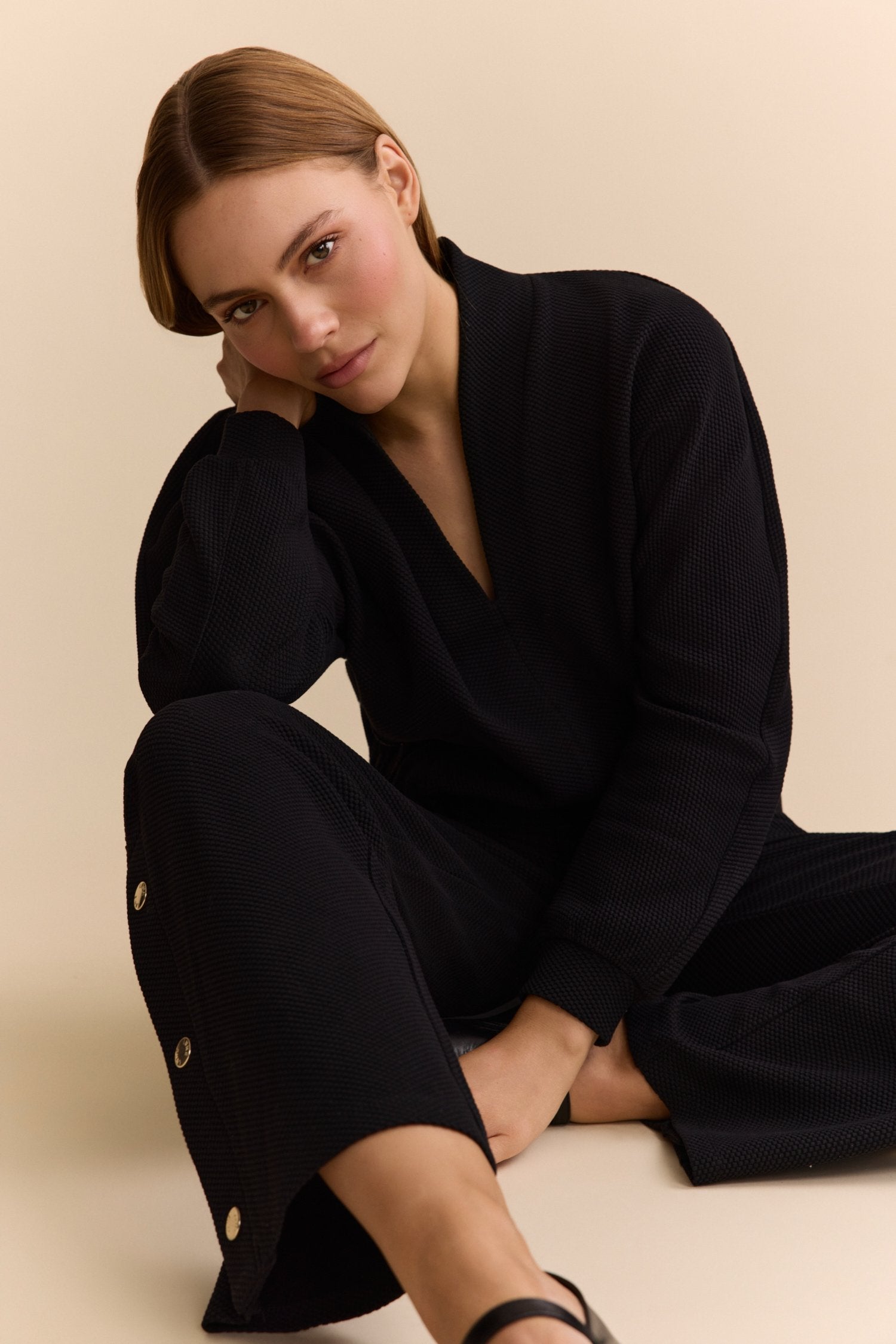 Moon V-Neck Blouse - Black