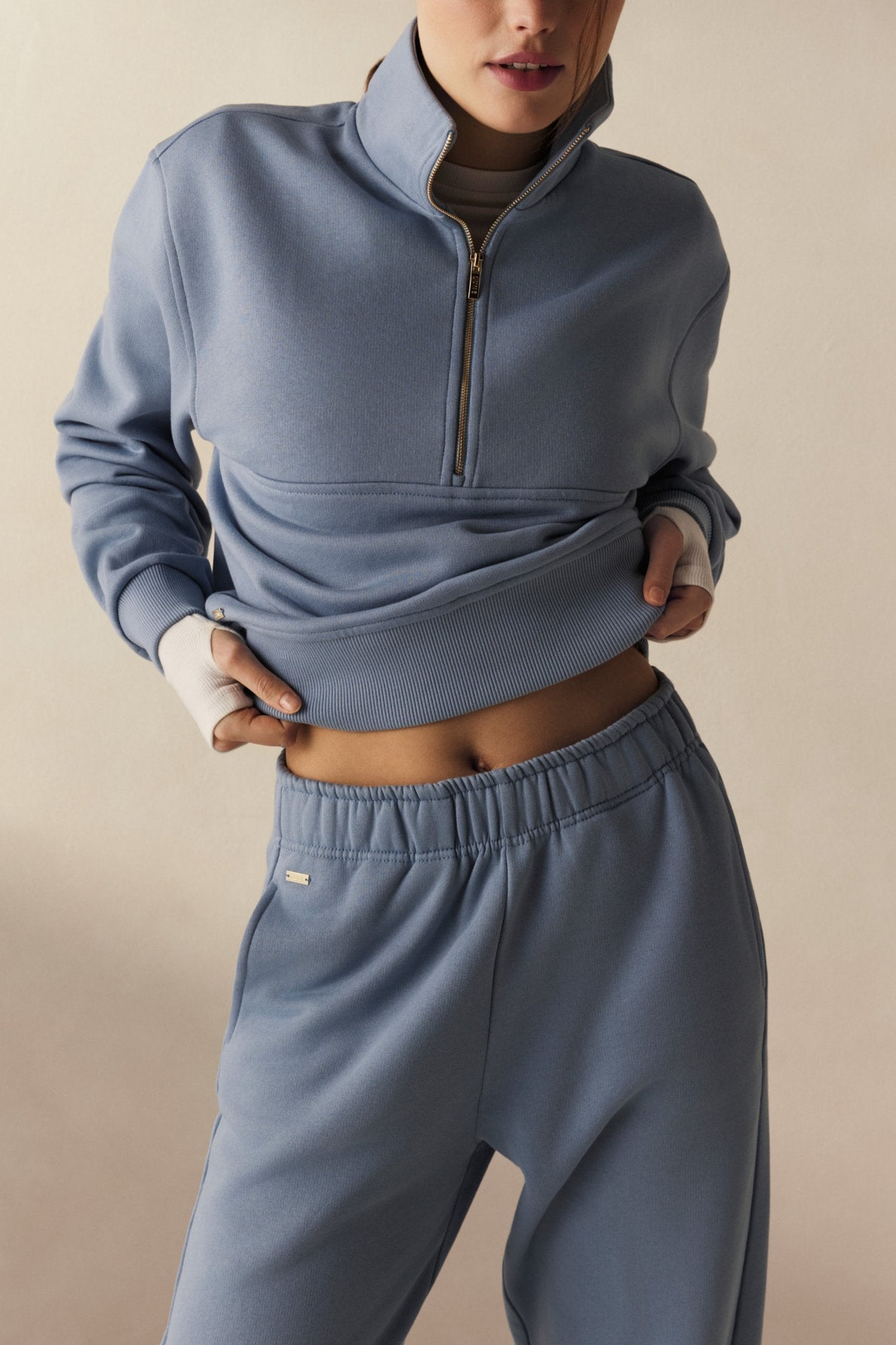 Zane Half Zip Sweater - Steel Blue
