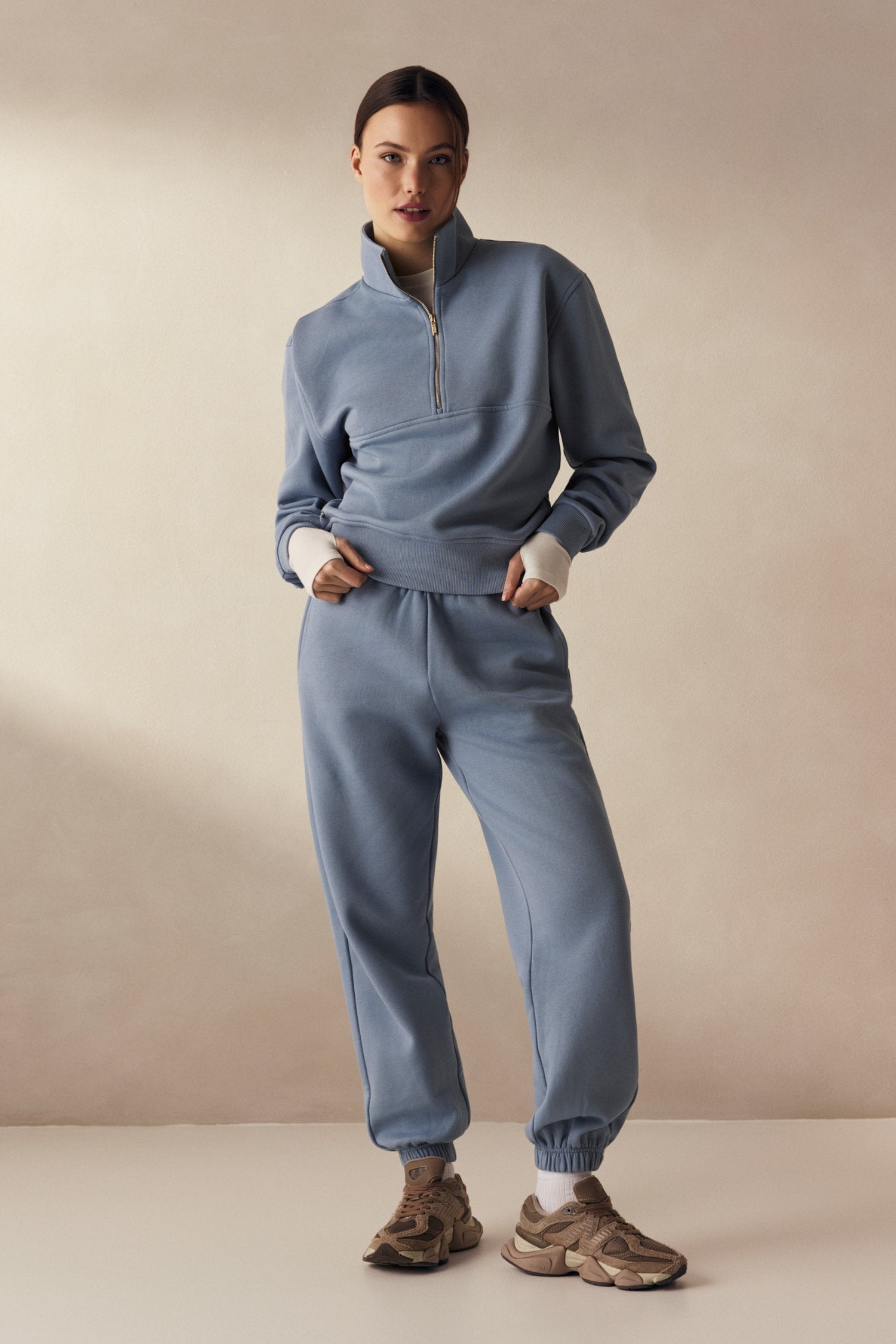 Zane Half Zip Sweater - Steel Blue