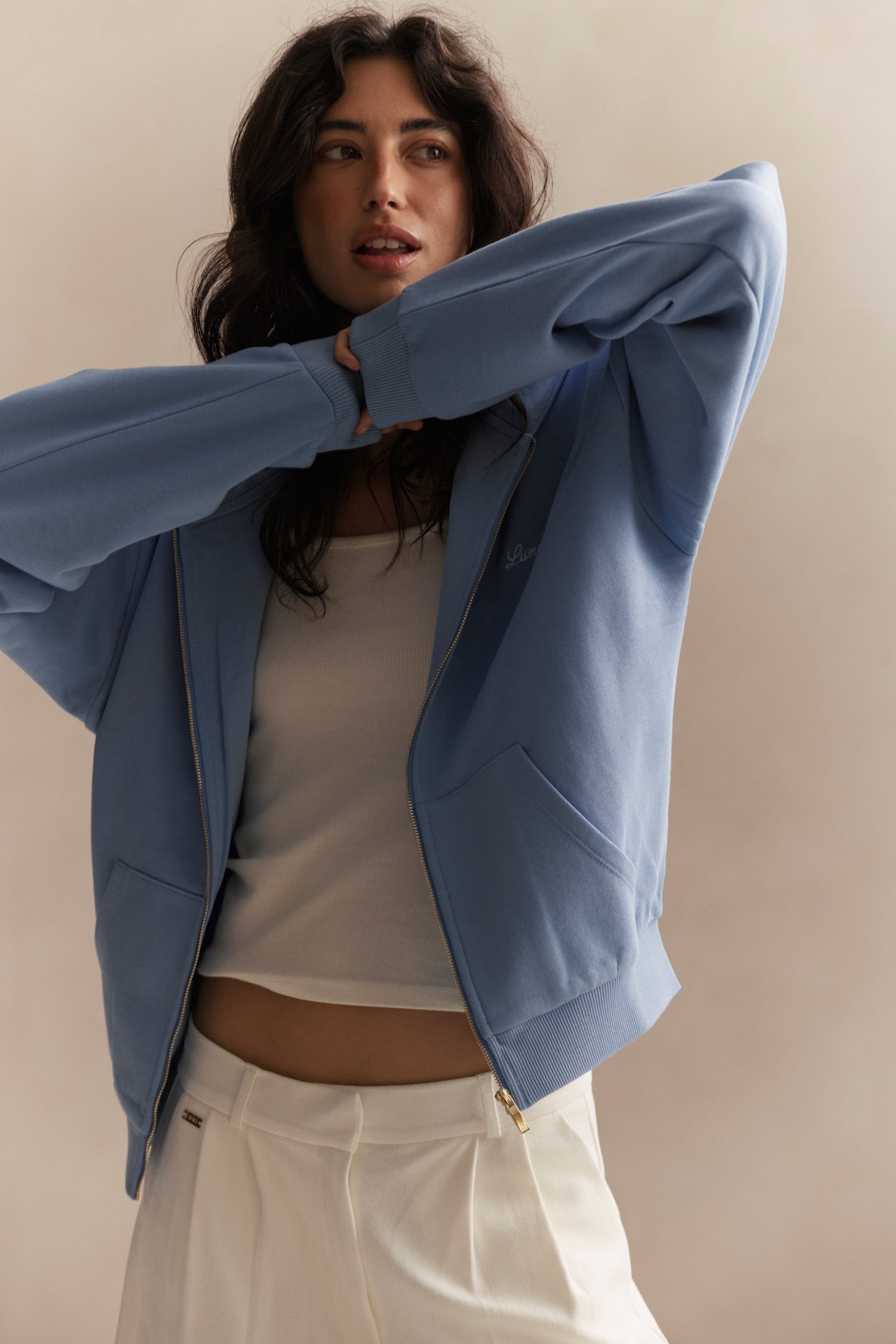 Zoya Zip Up Hoodie Sweatshirt - Brilliant Blue