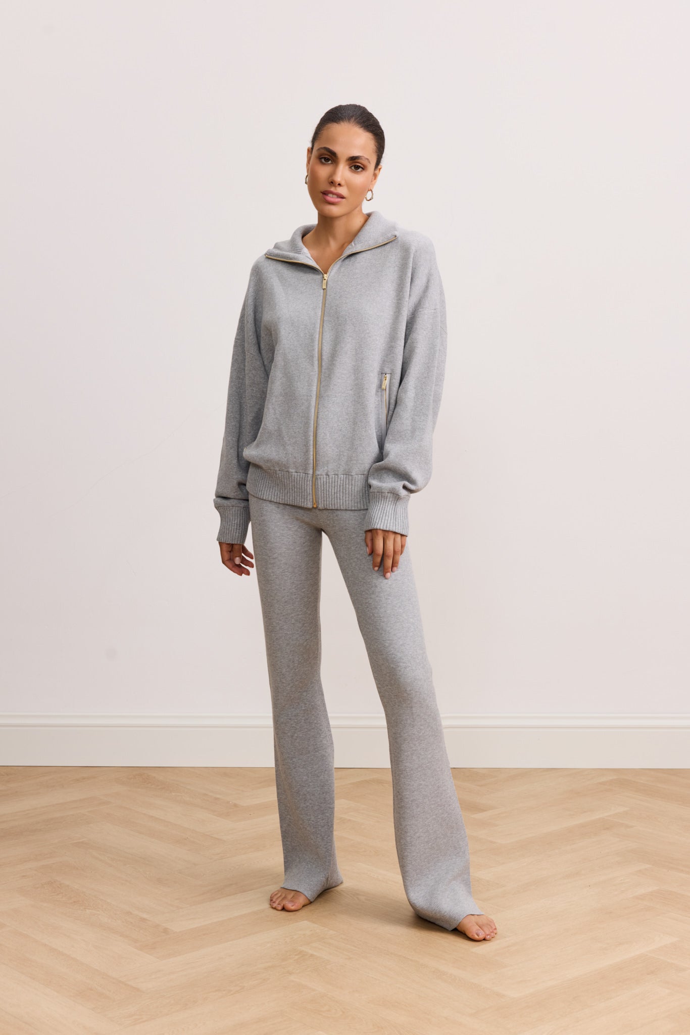 OLLY Flare pants - Grey Melange