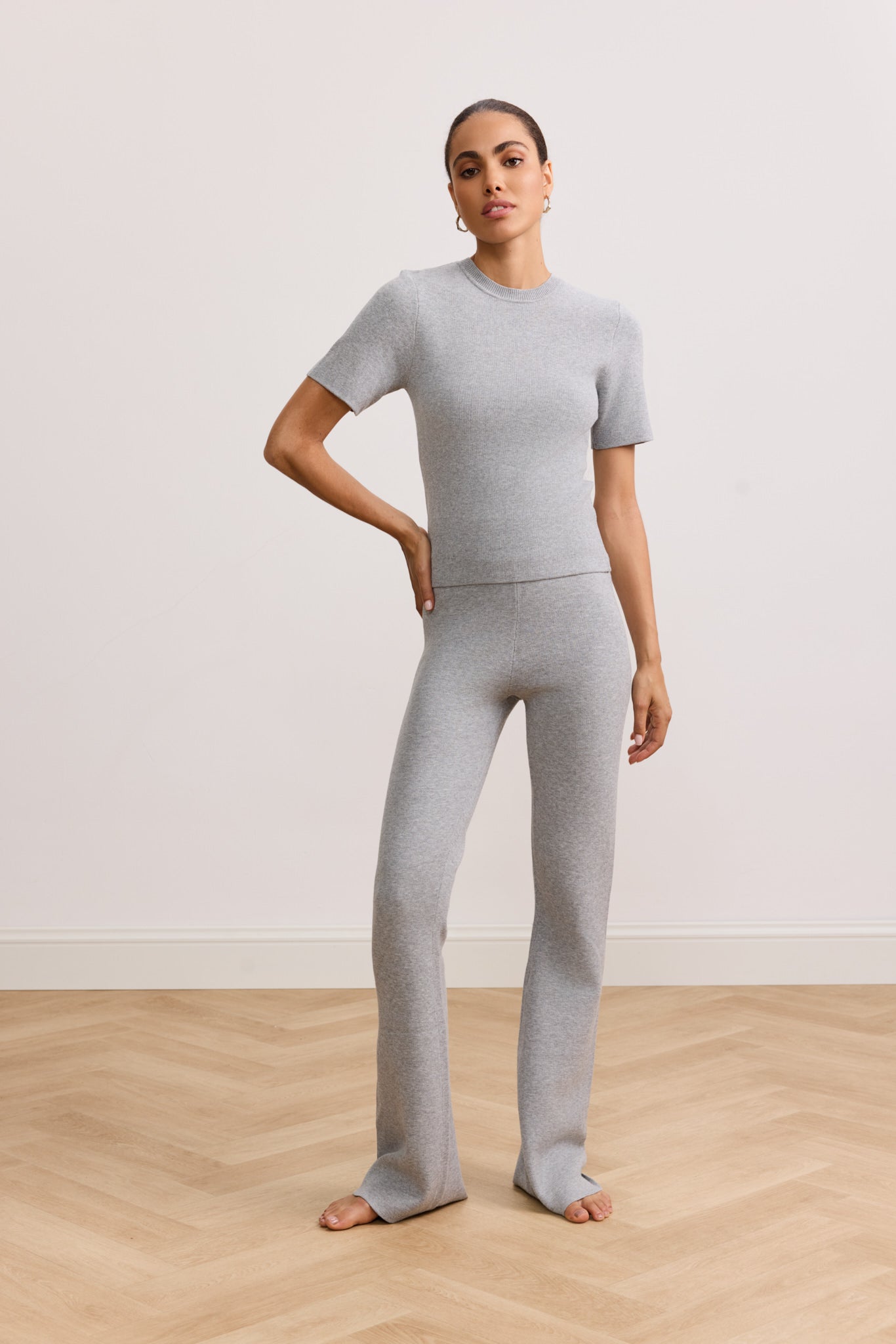 OLLY Flare pants - Grey Melange