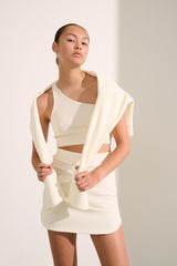 LUNA SCULPT one-shoulder rib bra - Marshmellow