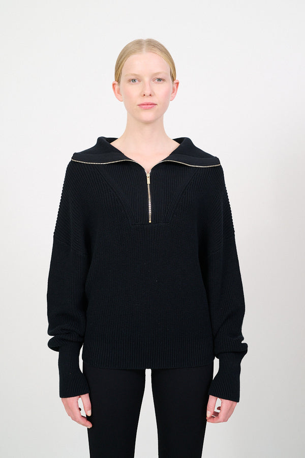 OLIVIA zip sweater - Black