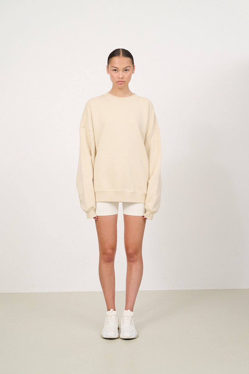 ZANE 100% ORGANIC COTTON oversized crew - Brown Rice