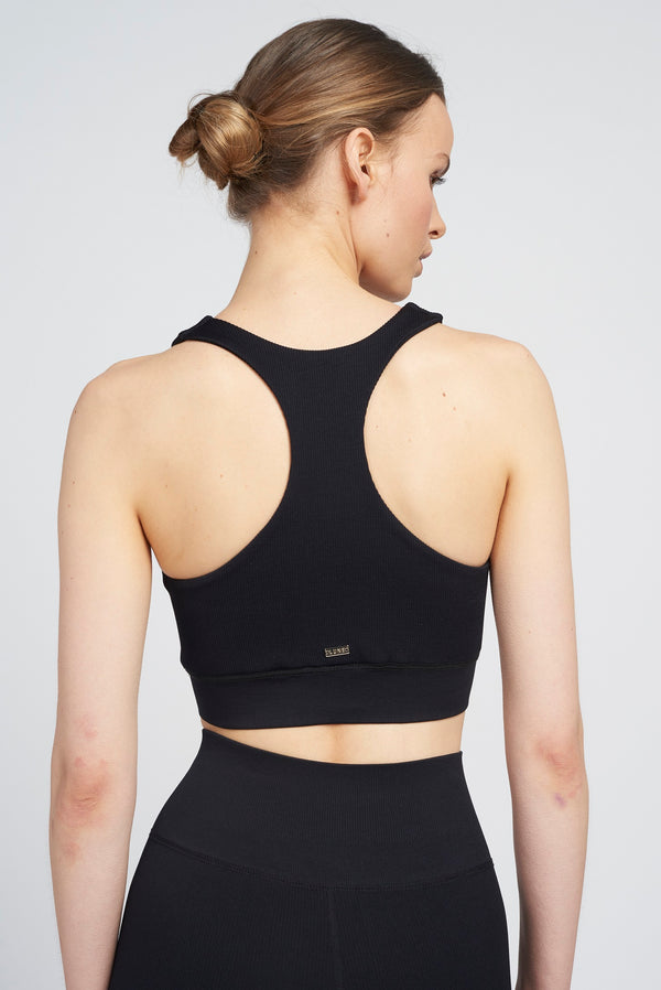 Indi racer back rib bra - Black