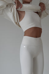 LUNA SCULPT one-shoulder rib bra - Marshmellow