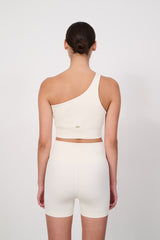 LUNA SCULPT one-shoulder rib bra - Marshmellow
