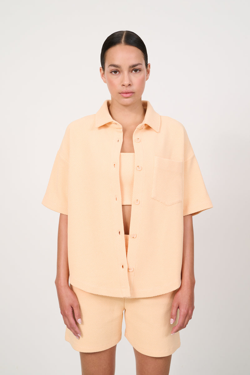 MOON CLASSIC structured boxy blouse - Almond Cream