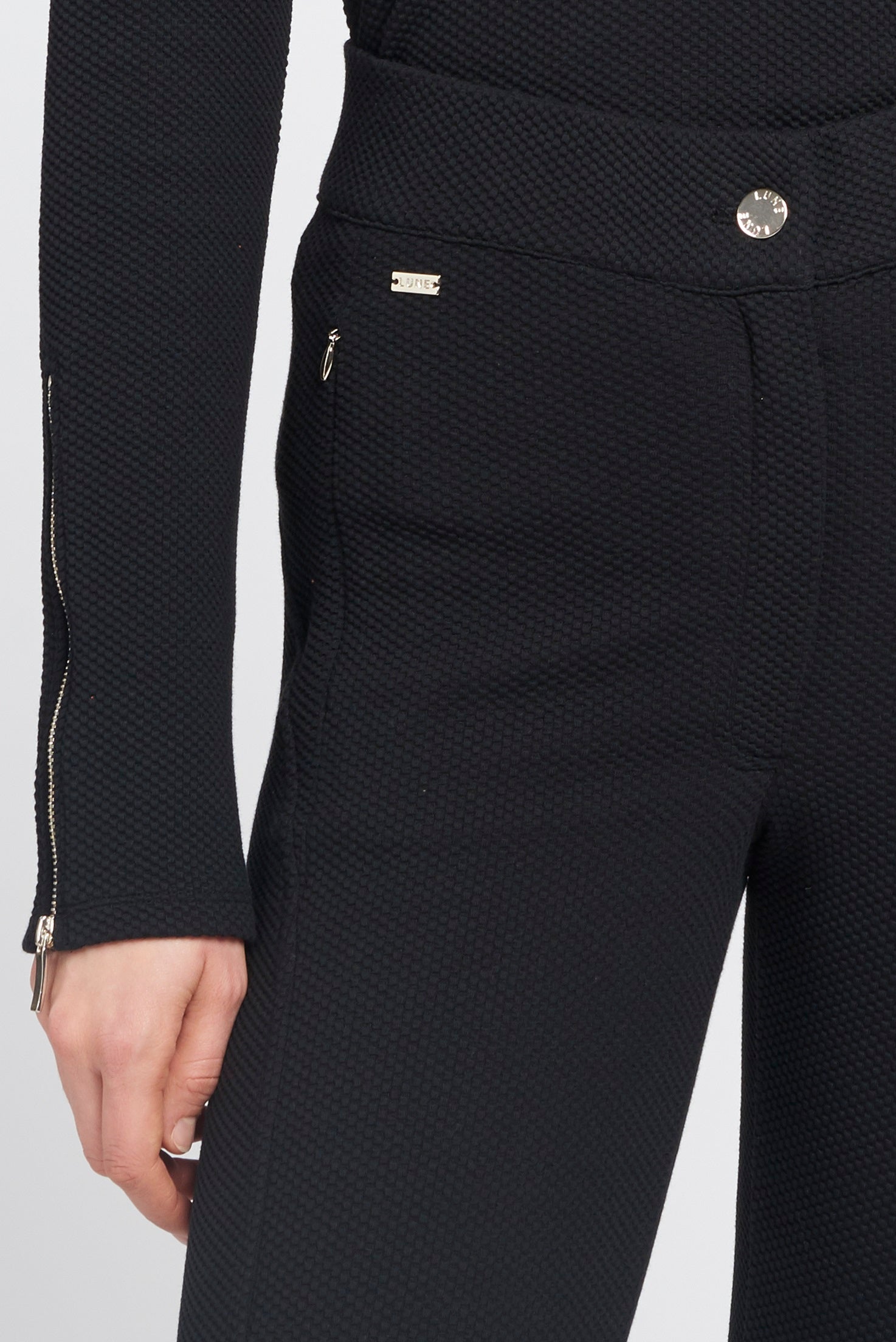 Moon structured slim fit pants - Black