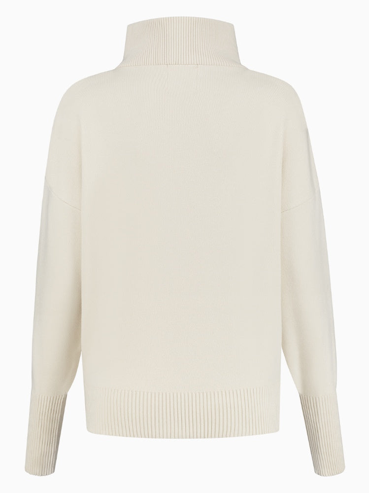 OLLY half-zip knit sweater - Cream White