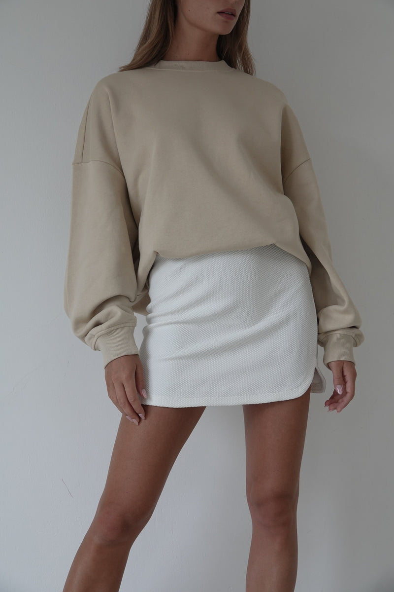ZANE 100% ORGANIC COTTON oversized crew - Brown Rice